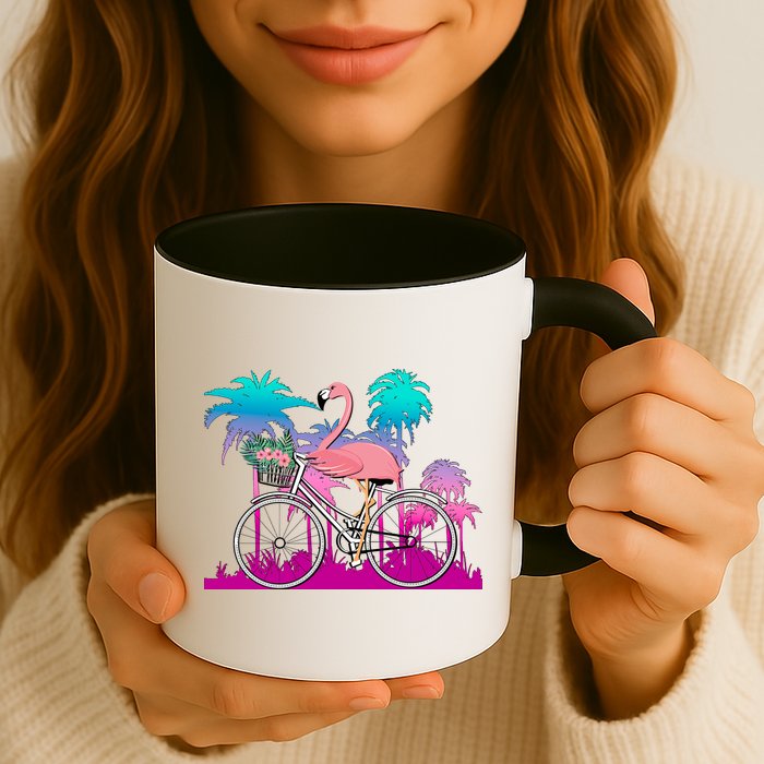 Let's Get Flocked Up Flamingo Riding A Bike Mug