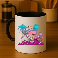 Let's Get Flocked Up Flamingo Riding A Bike Mug