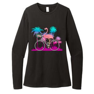 Let's Get Flocked Up Flamingo Riding A Bike Womens CVC Long Sleeve Shirt