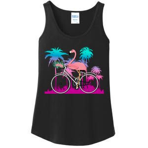 Let's Get Flocked Up Flamingo Riding A Bike Ladies Essential Tank