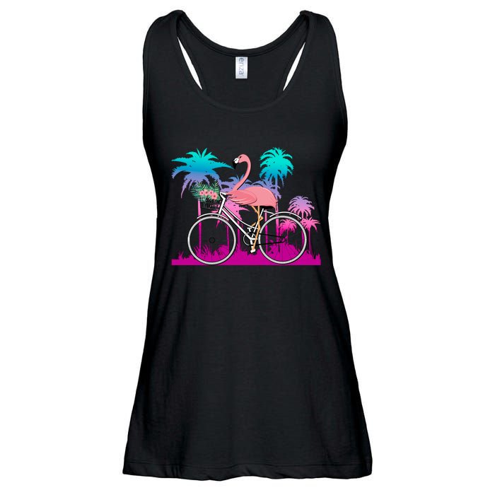 Let's Get Flocked Up Flamingo Riding A Bike Ladies Essential Flowy Tank