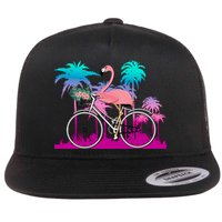 Let's Get Flocked Up Flamingo Riding A Bike Flatbill Hat