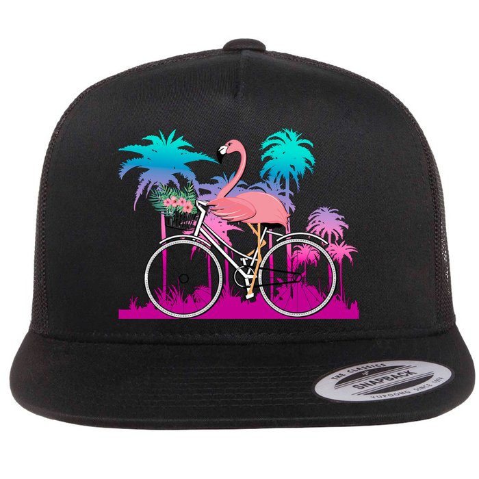 Let's Get Flocked Up Flamingo Riding A Bike Flatbill Hat