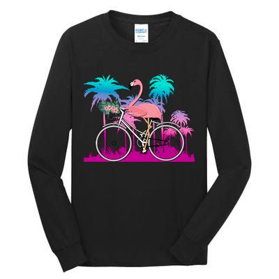 Let's Get Flocked Up Flamingo Riding A Bike Tall Long Sleeve T-Shirt