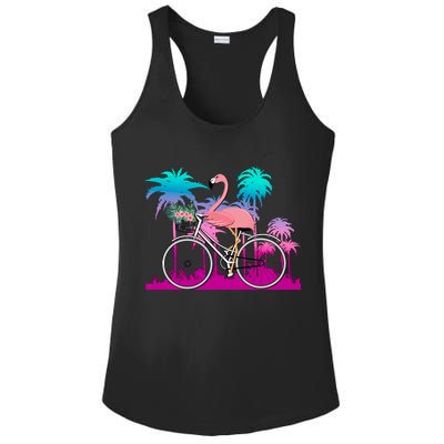 Let's Get Flocked Up Flamingo Riding A Bike Ladies PosiCharge Competitor Racerback Tank