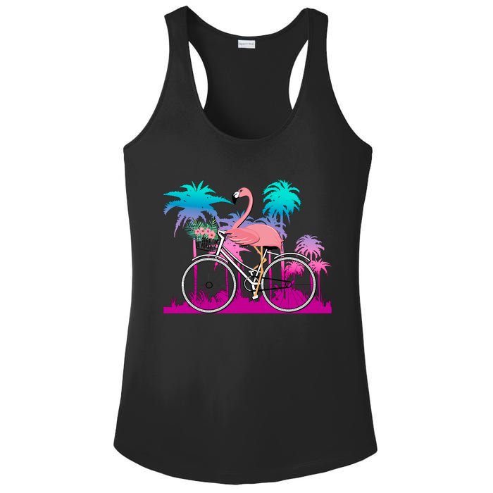 Let's Get Flocked Up Flamingo Riding A Bike Ladies PosiCharge Competitor Racerback Tank