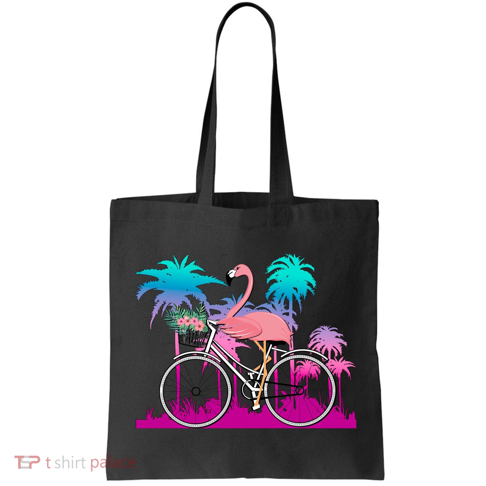 Let's Get Flocked Up Flamingo Riding A Bike Bag