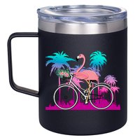 Let's Get Flocked Up Flamingo Riding A Bike 12oz Stainless Steel Coffee Mug