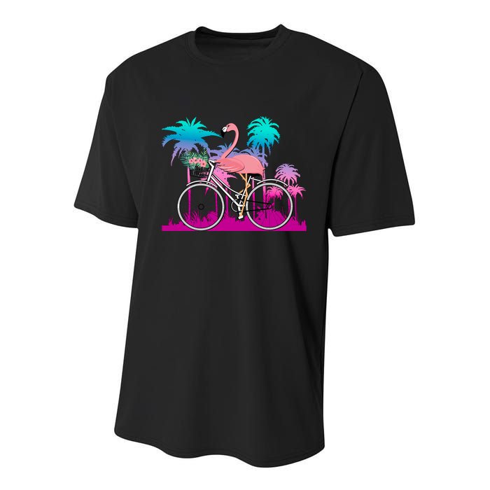 Let's Get Flocked Up Flamingo Riding A Bike Youth Performance Sprint T-Shirt