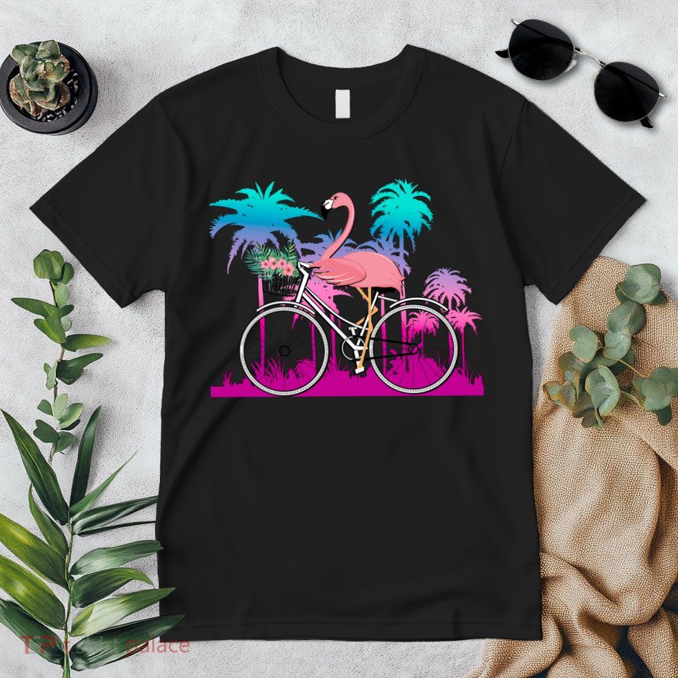 Let's Get Flocked Up Flamingo Riding A Bike Premium T-Shirt