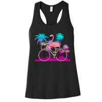 Let's Get Flocked Up Flamingo Riding A Bike Women's Racerback Tank