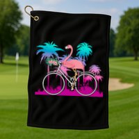 Let's Get Flocked Up Flamingo Riding A Bike Golf Towel
