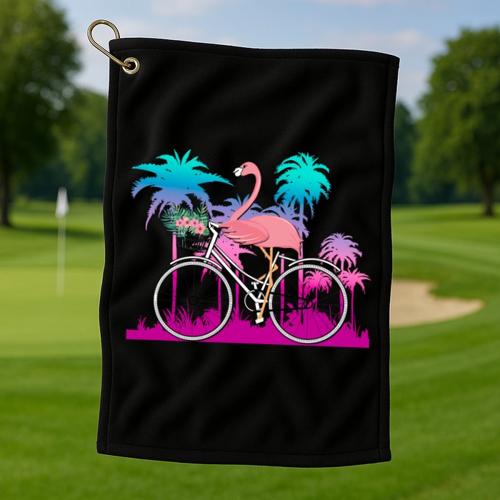 Let's Get Flocked Up Flamingo Riding A Bike Golf Towel