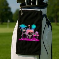Let's Get Flocked Up Flamingo Riding A Bike Golf Towel