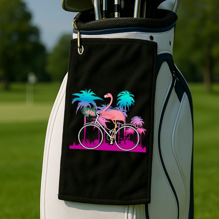 Let's Get Flocked Up Flamingo Riding A Bike Golf Towel