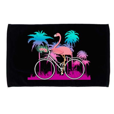 Let's Get Flocked Up Flamingo Riding A Bike Microfiber Hand Towel
