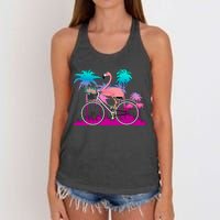 Let's Get Flocked Up Flamingo Riding A Bike Women's Knotted Racerback Tank