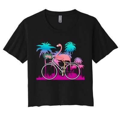 Let's Get Flocked Up Flamingo Riding A Bike Crop Top
