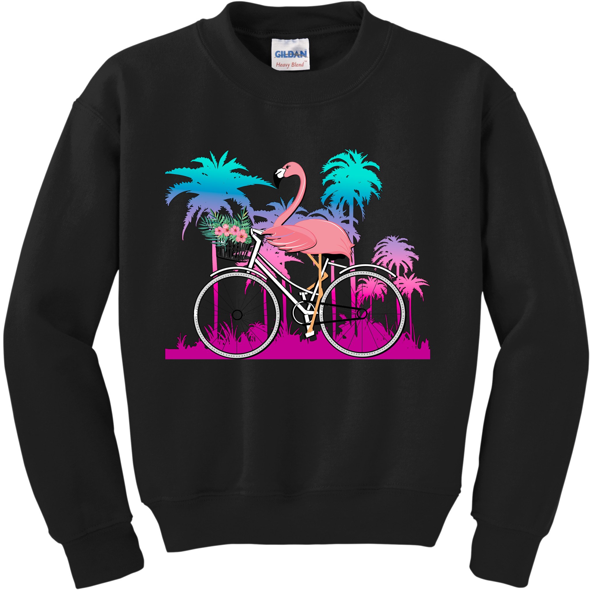 Let's Get Flocked Up Flamingo Riding A Bike Kids Sweatshirt