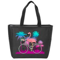 Let's Get Flocked Up Flamingo Riding A Bike Zip Tote Bag