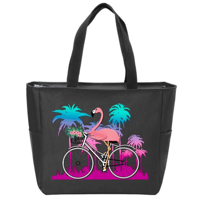 Let's Get Flocked Up Flamingo Riding A Bike Zip Tote Bag