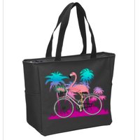 Let's Get Flocked Up Flamingo Riding A Bike Zip Tote Bag