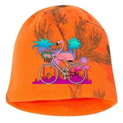 Let's Get Flocked Up Flamingo Riding A Bike Kati - Camo Knit Beanie