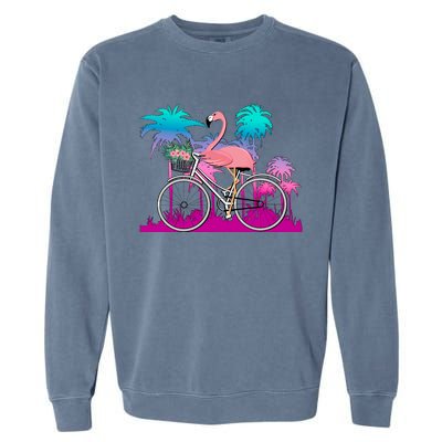 Let's Get Flocked Up Flamingo Riding A Bike Garment-Dyed Sweatshirt