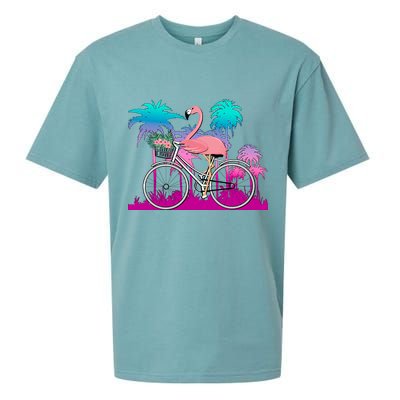 Let's Get Flocked Up Flamingo Riding A Bike Sueded Cloud Jersey T-Shirt