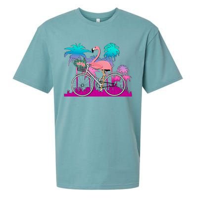 Let's Get Flocked Up Flamingo Riding A Bike Sueded Cloud Jersey T-Shirt