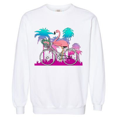 Let's Get Flocked Up Flamingo Riding A Bike Garment-Dyed Sweatshirt