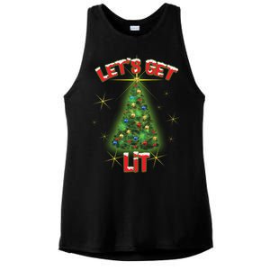 Let's Get Lit Christmas Tree Ladies PosiCharge Tri-Blend Wicking Tank