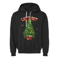 Let's Get Lit Christmas Tree Garment-Dyed Fleece Hoodie