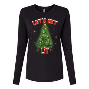 Let's Get Lit Christmas Tree Womens Cotton Relaxed Long Sleeve T-Shirt