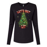 Let's Get Lit Christmas Tree Womens Cotton Relaxed Long Sleeve T-Shirt