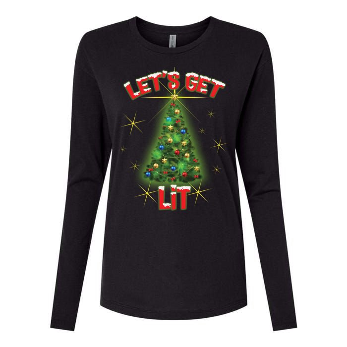 Let's Get Lit Christmas Tree Womens Cotton Relaxed Long Sleeve T-Shirt