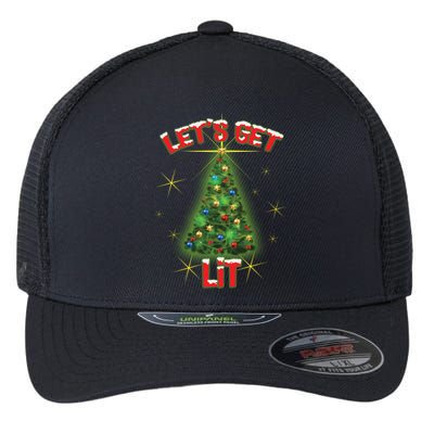 Let's Get Lit Christmas Tree Flexfit Unipanel Trucker Cap