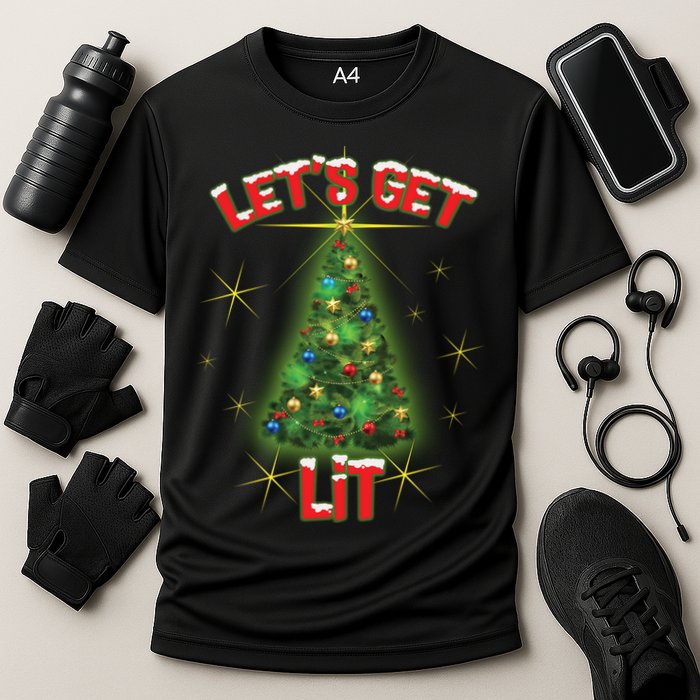 Let's Get Lit Christmas Tree Performance Shirt