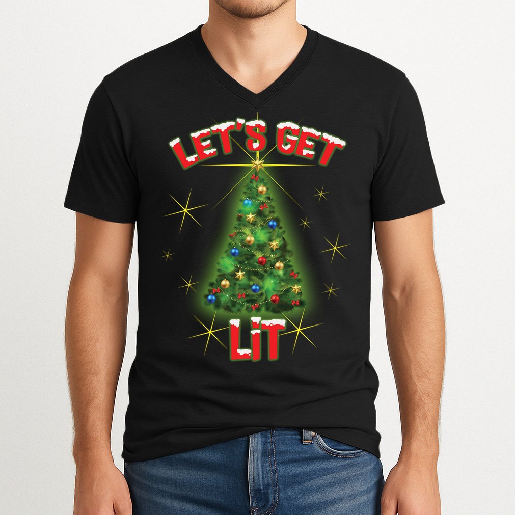 Let's Get Lit Christmas Tree V-Neck T-Shirt