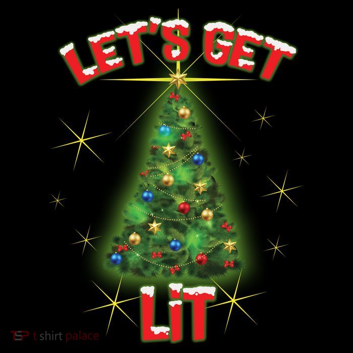 Let's Get Lit Christmas Tree Hooded Wearable Blanket