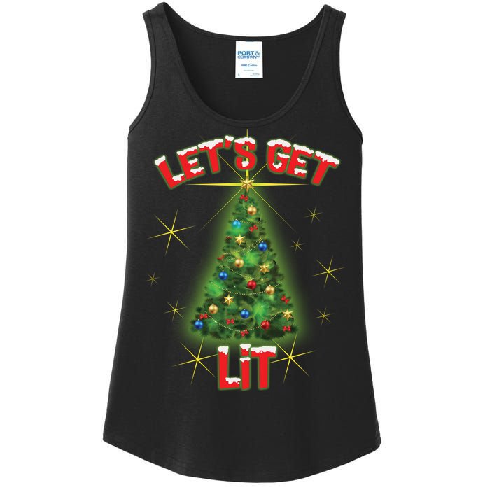 Let's Get Lit Christmas Tree Ladies Essential Tank