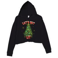 Let's Get Lit Christmas Tree Crop Fleece Hoodie