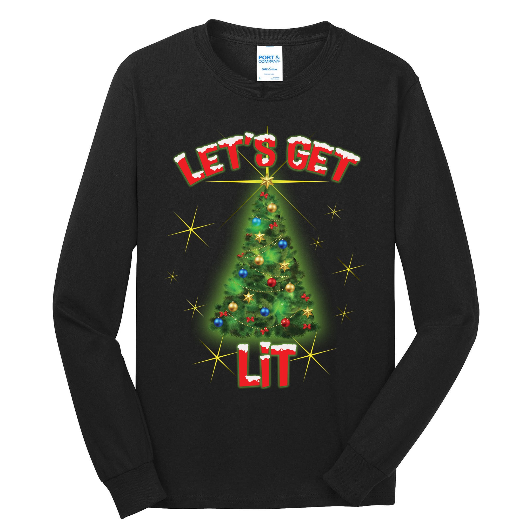 Let's Get Lit Christmas Tree Tall Long Sleeve T-Shirt