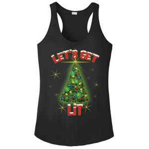 Let's Get Lit Christmas Tree Ladies PosiCharge Competitor Racerback Tank