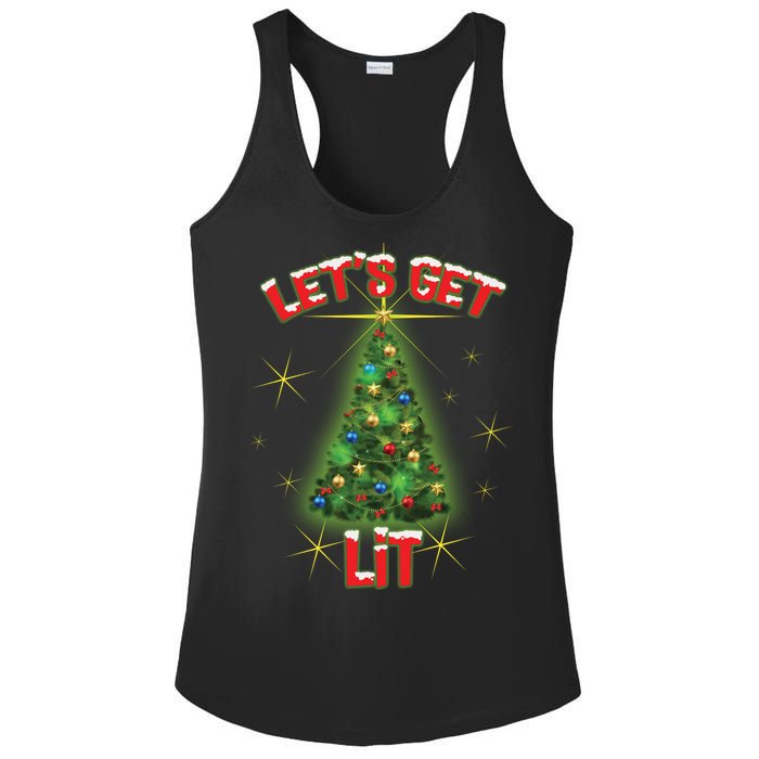 Let's Get Lit Christmas Tree Ladies PosiCharge Competitor Racerback Tank