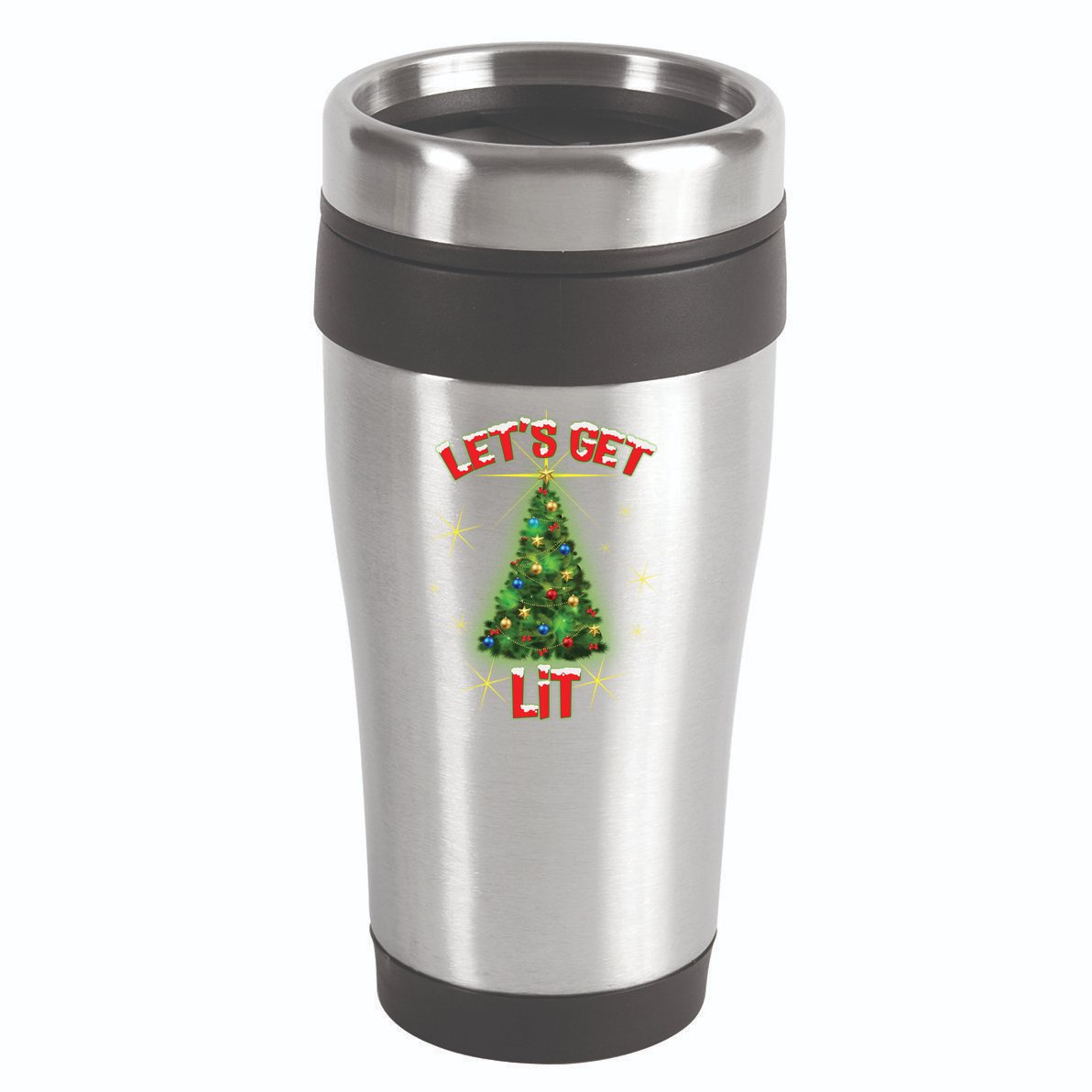 Let's Get Lit Christmas Tree 16oz Travel Tumbler