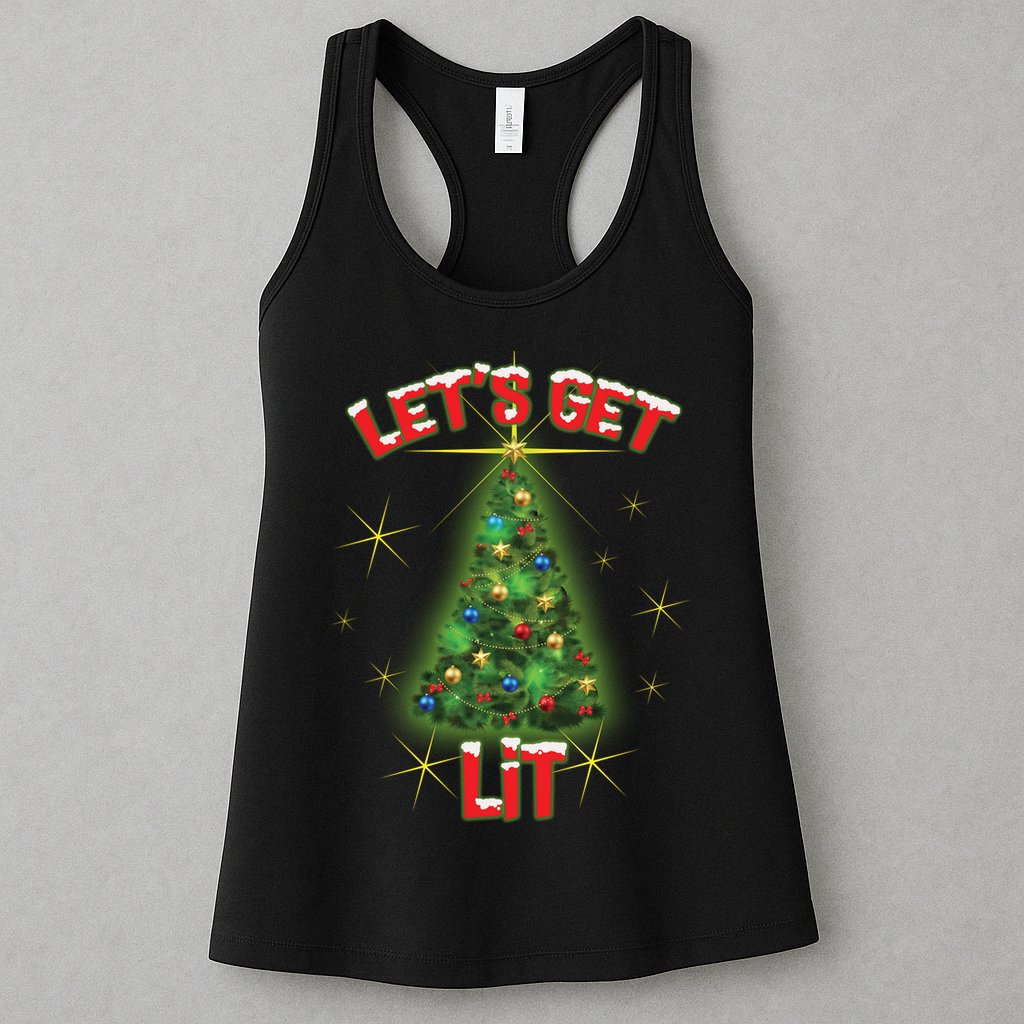 Let's Get Lit Christmas Tree Womens Tank Top