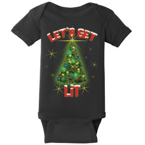 Let's Get Lit Christmas Tree Baby Bodysuit