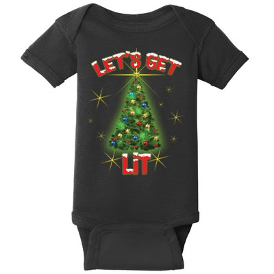 Let's Get Lit Christmas Tree Baby Bodysuit