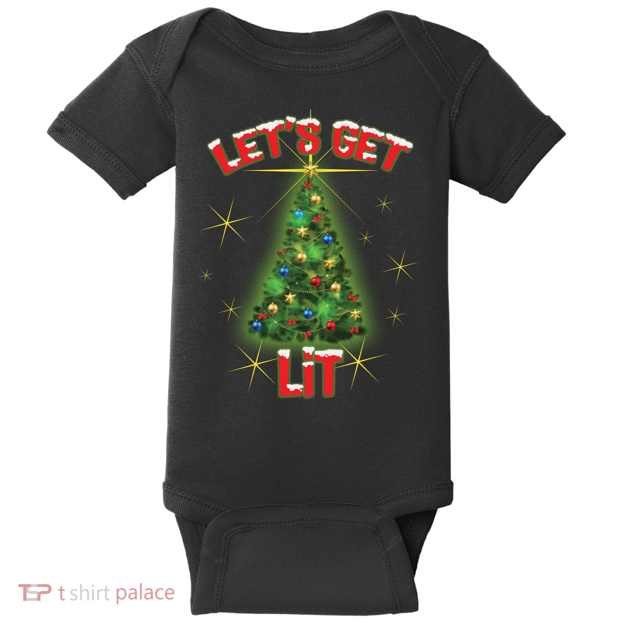 Let's Get Lit Christmas Tree Baby Bodysuit
